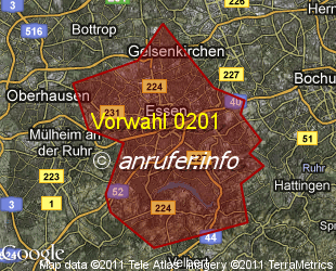 Vorwahlkarte 0201 – Essen