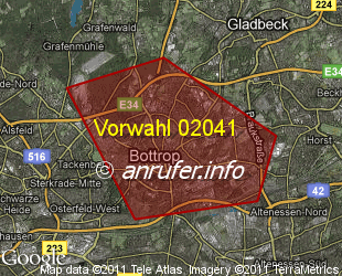 Vorwahlkarte 02041 – Bottrop
