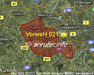 Vorwahlkarte 02131 – Neuss