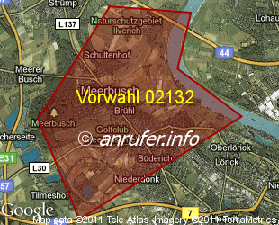 Vorwahlkarte 02132 – Meerbusch-Büderich