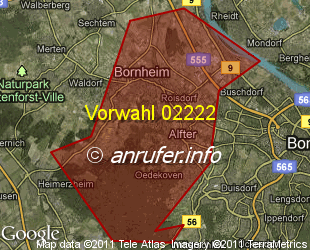 Vorwahlkarte 02222 – Bornheim Rheinl