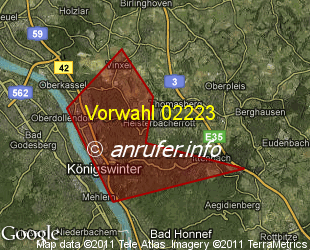 Vorwahlkarte 02223 – Königswinter