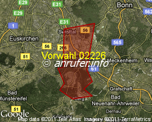 Vorwahlkarte 02226 – Rheinbach