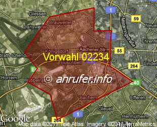 Vorwahlkarte 02234 – Frechen