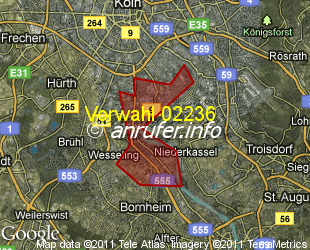 Vorwahlkarte 02236 – Wesseling Rheinl