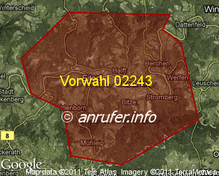 Vorwahlkarte 02243 – Eitorf