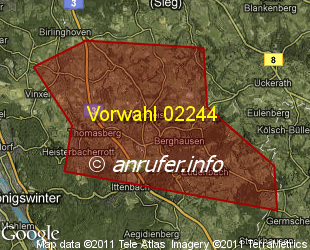 Vorwahlkarte 02244 – Königswinter-Oberpleis