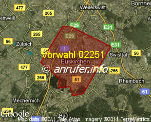 Vorwahlkarte 02251 – Euskirchen