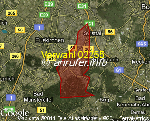 Vorwahlkarte 02255 – Euskirchen-Flamersheim