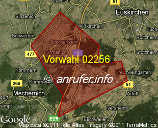 Vorwahlkarte 02256 – Mechernich-Satzvey