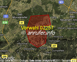 Vorwahlkarte 02257 – Reckerscheid