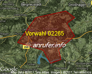 Vorwahlkarte 02265 – Reichshof-Eckenhagen