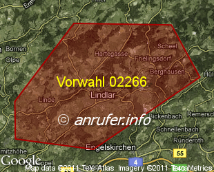 Vorwahlkarte 02266 – Lindlar