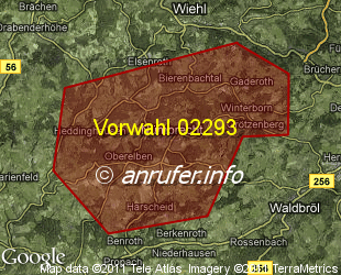 Vorwahlkarte 02293 – Nümbrecht