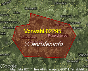 Vorwahlkarte 02295 – Ruppichteroth