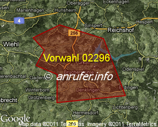 Vorwahlkarte 02296 – Reichshof-Brüchermühle