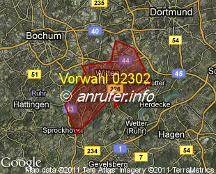 Vorwahlkarte 02302 – Witten