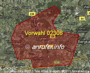 Vorwahlkarte 02306 – Lünen