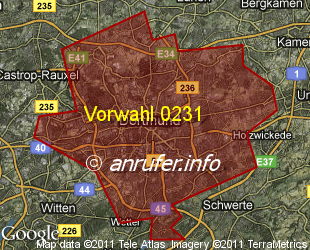 Vorwahlkarte 0231 – Dortmund