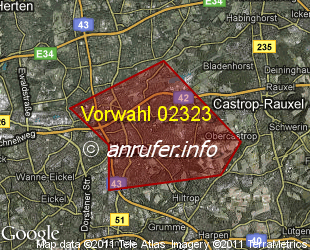 Vorwahlkarte 02323 – Herne