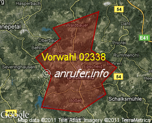 Vorwahlkarte 02338 – Breckerfeld