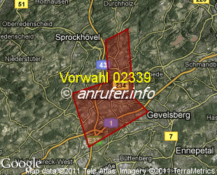 Vorwahlkarte 02339 – Sprockhövel-Haßlinghausen