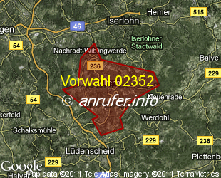 Vorwahlkarte 02352 – Altena Westf