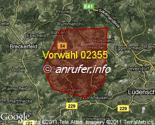 Vorwahlkarte 02355 – Schalksmühle