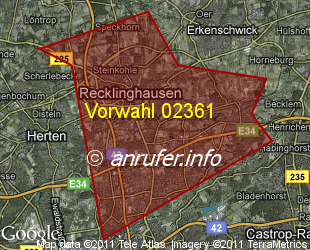 Vorwahlkarte 02361 – Recklinghausen