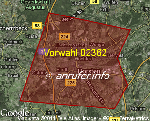 Vorwahlkarte 02362 – Dorsten