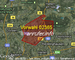 Vorwahlkarte 02365 – Marl