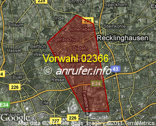 Vorwahlkarte 02366 – Herten Westf