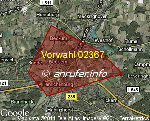 Vorwahlkarte 02367 – Henrichenburg