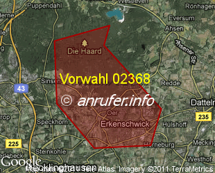 Vorwahlkarte 02368 – Oer-Erkenschwick