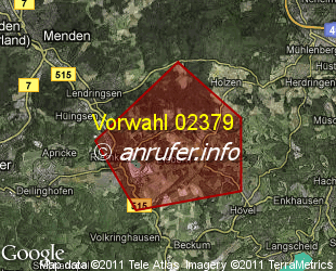 Vorwahlkarte 02379 – Menden-Asbeck