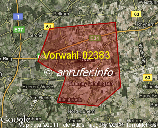 Vorwahlkarte 02383 – Bönen