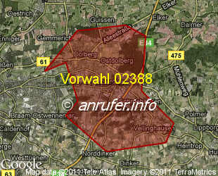 Vorwahlkarte 02388 – Hamm-Uentrop