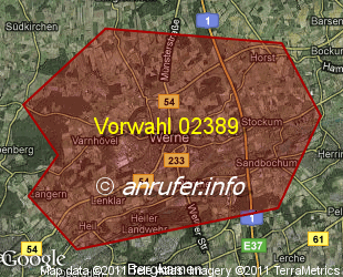 Vorwahlkarte 02389 – Werne