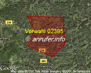 Vorwahlkarte 02395 – Finnentrop-Rönkhausen