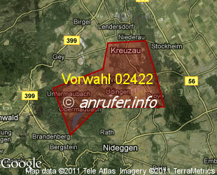 Vorwahlkarte 02422 – Kreuzau