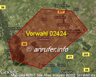 Vorwahlkarte 02424 – Vettweiss