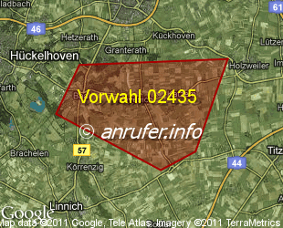 Vorwahlkarte 02435 – Erkelenz-Lövenich