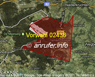 Vorwahlkarte 02436 – Wegberg-Rödgen