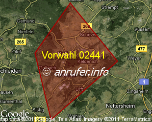 Vorwahlkarte 02441 – Kall