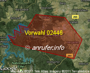 Vorwahlkarte 02446 – Heimbach Eifel