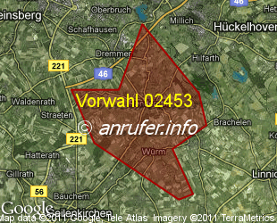 Vorwahlkarte 02453 – Heinsberg-Randerath