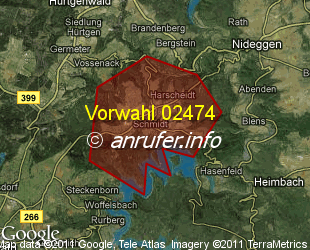 Vorwahlkarte 02474 – Nideggen-Schmidt