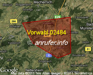 Vorwahlkarte 02484 – Mechernich-Eiserfey