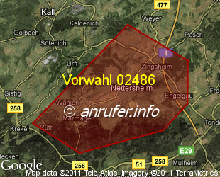 Vorwahlkarte 02486 – Nettersheim
