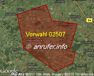 Vorwahlkarte 02507 – Havixbeck